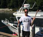 Eagles soaring above the Hornby Island shoreline